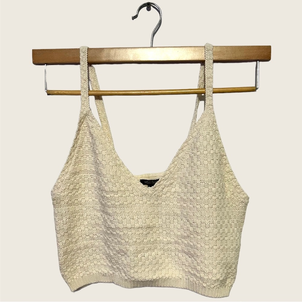cream crochet crop top NWT